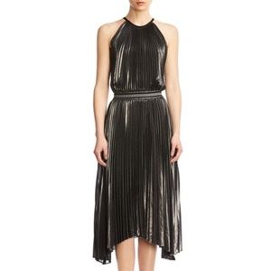 NWT Bailey 44 Madison Pleated Asymmetrical Hem Midi D